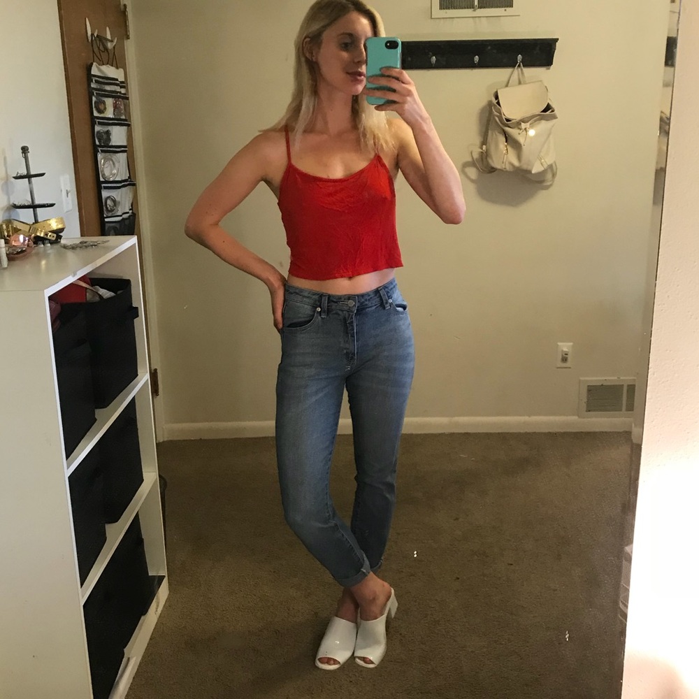 Red Topshop shirt (size 4)
